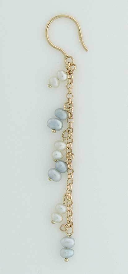 GWT BELCHER CHAIN/PEARLS DROP EARRINGS