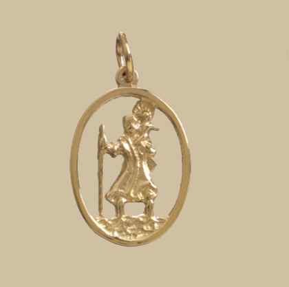 GWT 19x15mm OVAL CUTOUT ST CHRISTOPHER