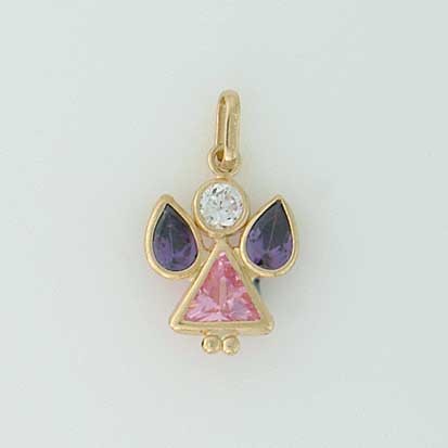 GWT PINK/MAUVE CZ ANGEL PENDANT