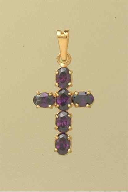 GWT 24x17mm 6 STONE AMETHYST CROSS