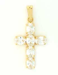 GWT 28x20mm CZ 6 STONE CROSS