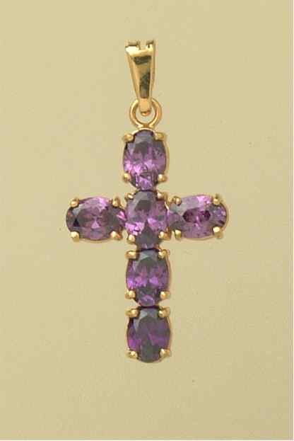 GWT 28x20mm  AMETHYST 6 STONE CROSS