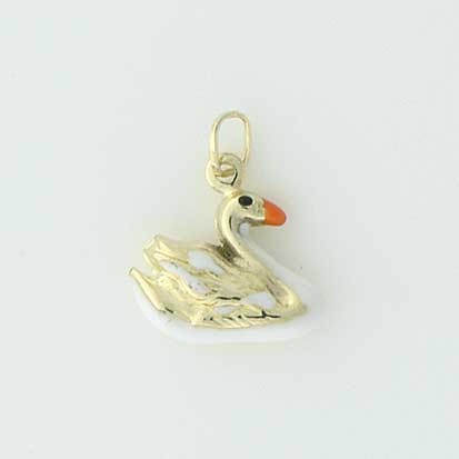 GWT ENAMELLED SWAN CHARM