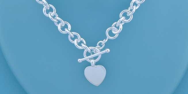 SWT 18"SOLID ROUND RING TIF HEART CHAIN