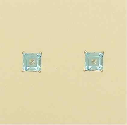 SPC 5mm SQUARE BLUE TOPAZ STUDS