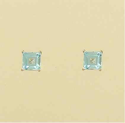 SPC 5mm SQUARE BLUE TOPAZ STUDS