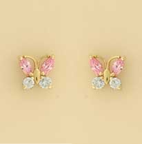 GPC PINK/BLUE CZ BUTTERFLY STUDS