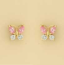 GPC PINK/BLUE CZ BUTTERFLY STUDS