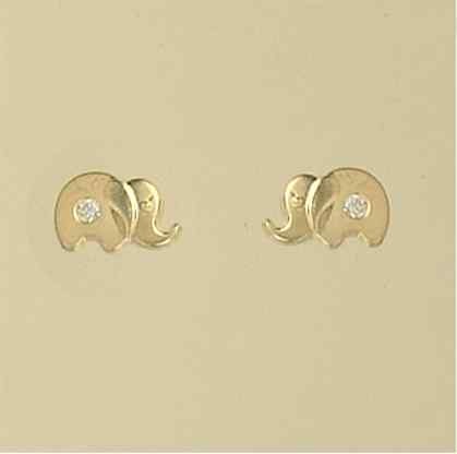 GPC SMALL CZ SET TWO-TONE ELEPHANT STUD=