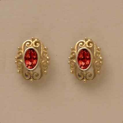 GPC OVAL GARNET FANCY STUDS