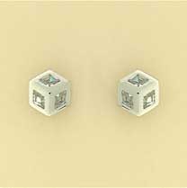 GPC WHITE 8mm CZ CUBE ILLUSION STUDS