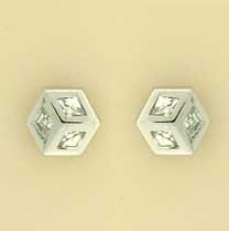 GPC CZ 10mm WHITE CUBE ILLUSION STUDS