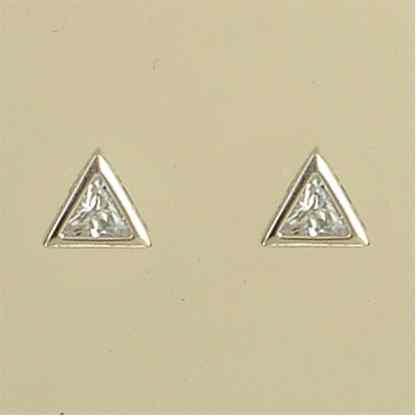 GPC WHITE GOLD CAST TRIANGLE CZ STUDS