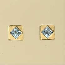 GPC 5mm SQ.BLUE CZ SET 8mm SQ. STUD