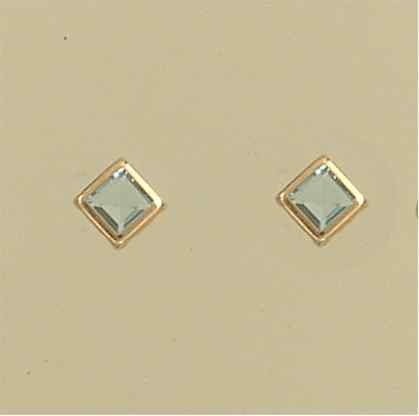 GPC 6mm SQUARE RUB SET BLUE TOPAZ STUDS