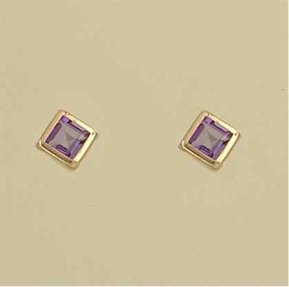 GPC 6mm SQUARE RUB SET AMETHYST STUDS