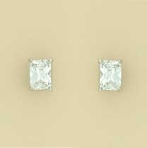GPC 7x5mm RECT.CZ WHITE GOLD STUDS