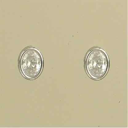 GPC 8x6mm WHITE GOLD CZ OVAL RUBSET STUD