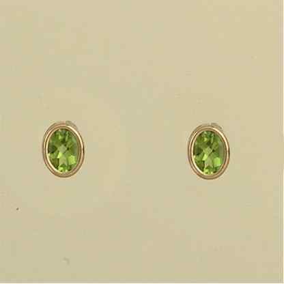 GPC 6x4mm OVAL PERIDOT RUB SET STUDS   =
