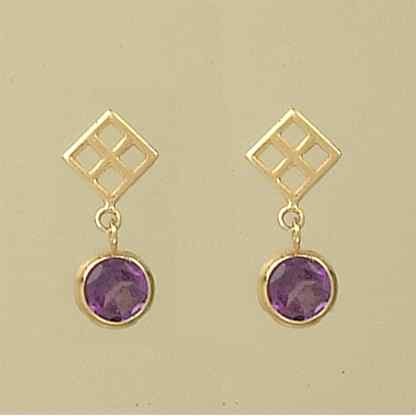 GPC CELTIC SQ.STUD/6mm AMETHYST DROP