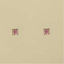 GPC 3mm SQUARE COL.CZ RUBSET STUDS-PINK=