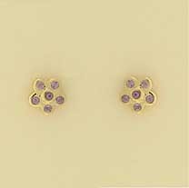 GPC 6 STONE AMETHYST SET FLOWER STUD