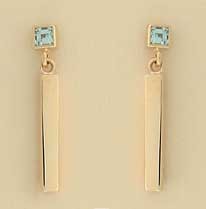 GPC SQ BLUE TOPAZ STUDS WITH BAR DROPS