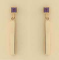 GPC SQ AMETHYST STUDS WITH BAR DROPS