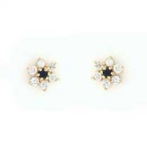 GPC CZ/SAPPHIRE CLUSTER STUDS          =