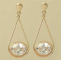 GPC OVAL CZ TEARDROP DROP EARRINGS