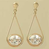 GPC OVAL CZ TEARDROP DROP EARRINGS