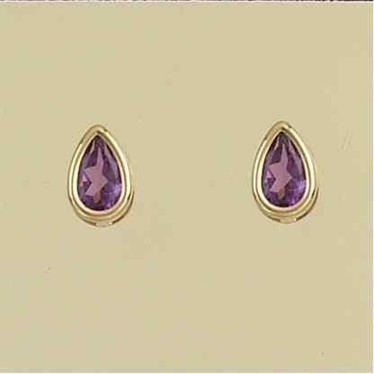 GPC TEARDROP AMETHYST RUBSET STUDS