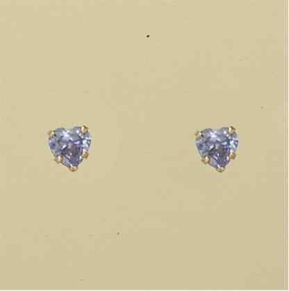 GPC 5mm HEART TANZANITE BLUE CZ STUDS