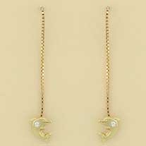 GPC CZ SET DOLPHIN PULL THRU EARRINGS  =