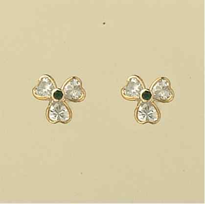 GPC ASST COL CZ 3 LEAF CLOVER STUDS