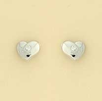 GPC WHITE TWO-TONE CZ SET HEART STUDS  =