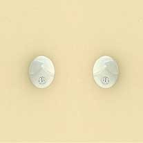 GPC WHITE TWO TONE CZ SET OVAL STUDS   =