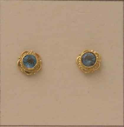 GPC 4mm BLUE TOPAZ FANCY STUDS