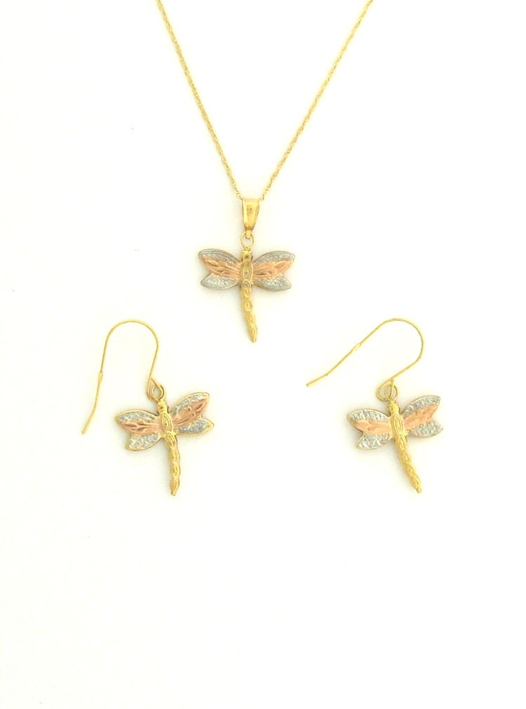 GPC DRAGONFLY EARRING/PEND.ON CHAIN SET=