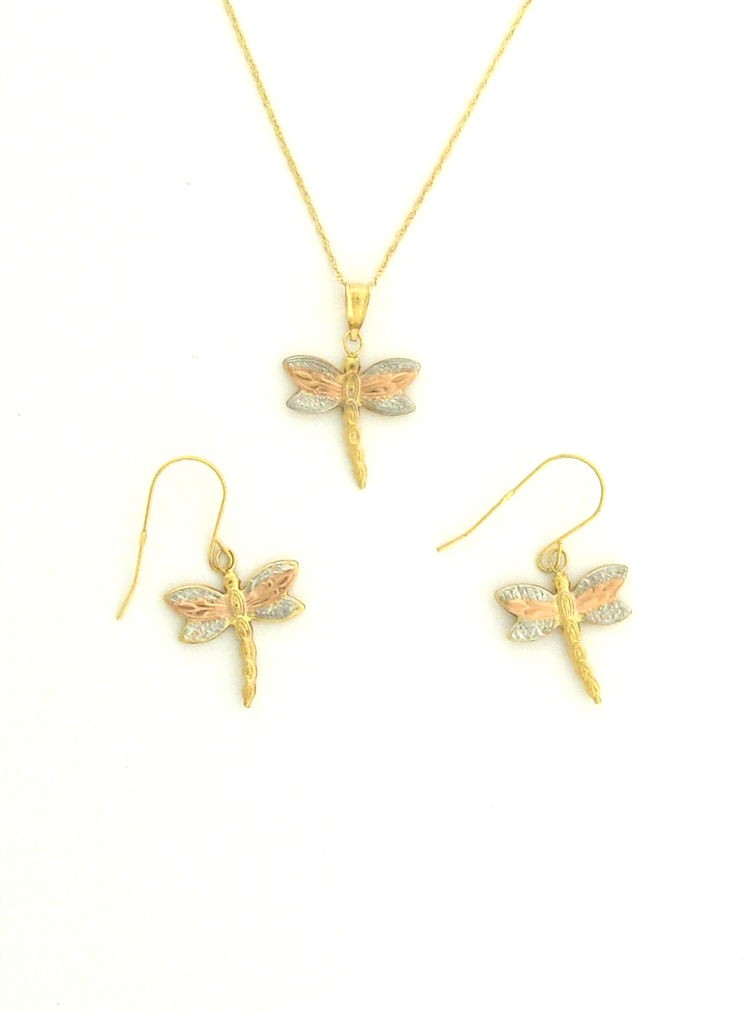 GPC DRAGONFLY EARRING/PEND.ON CHAIN SET=