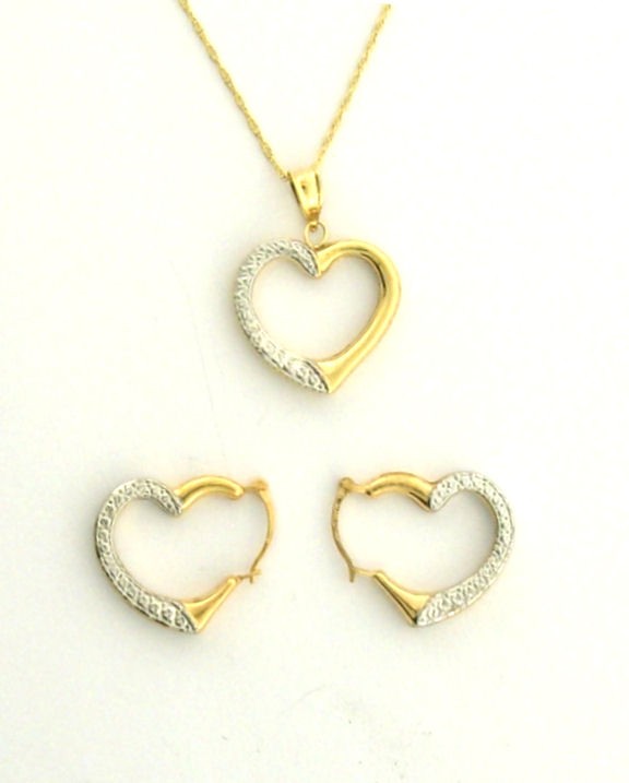 GPC TIF HEART EARRING/PEND.ON CHAIN SET=