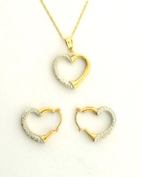 GPC TIF HEART EARRING/PEND.ON CHAIN SET=