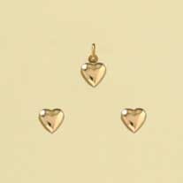 GPC 6mm POLISHED HEART STUD/PENDANT SET=