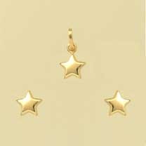 GPC 6mm POLISHED STAR STUD/PENDANT SET =