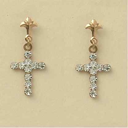 GPC CRYSTAL CROSS DROP EARRINGS
