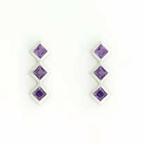GPC WHITE 3 SQ.STONE DIA.SHAPE STUDS-AME
