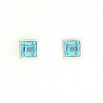 GPC SQUARE WHITE RUBSET STUDS- B.TOPAZ