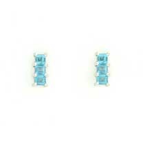 GPC WHITE 3 SQ.STONE STUDS-BLUE TOPAZ