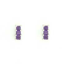 GPC WHITE 3 SQ.STONE STUDS-AMETHYST