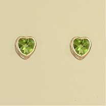 GPC PERIDOT HEART SHAPE RUB SET STUDS